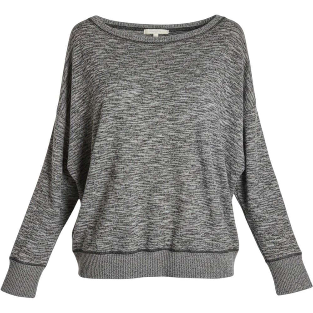 Knox Rose Black Tan Marbled Long-Sleeve Sweater XXL Lounge Relaxed Fit Cozy Boho